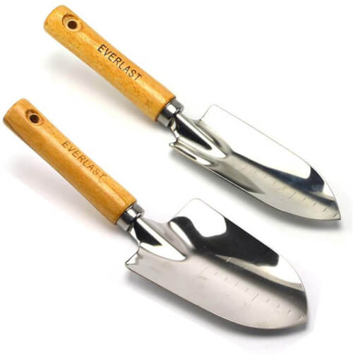 TFun 2 Piece Stainless Steel Hand Trowel and Transplanter T192 (Silver)