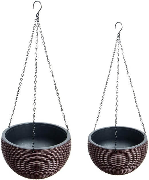 Foraineam 2-Pack Dual-pots Self Watering Hanging Balcony Planters