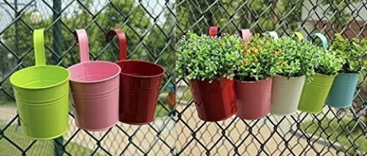 Ogima 10 Piece Metal Iron Hanging Flower Pots has a classic uncomplicated design, easy to clean, and perfect for stacking and storing away when not in use