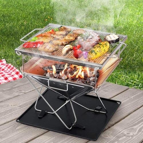 Grillz Folding Portable Fire Pit doubles up really well as a wood burning fire pit