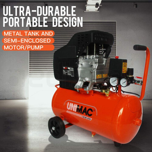 Unimac 24L Portable Direct Drive Air Compressor can refill its tanks in under 70 seconds from empty which is pretty incredible