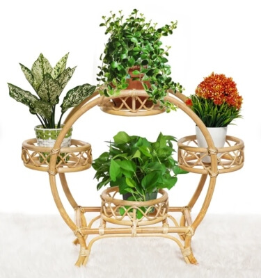 Bamboo Round Top Stand For Plants