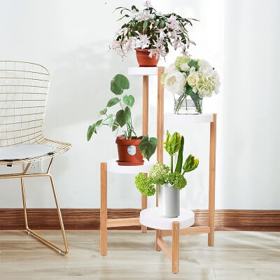 Tiered Bamboo Plant Stand for Indoor Outdoor Patio Garden