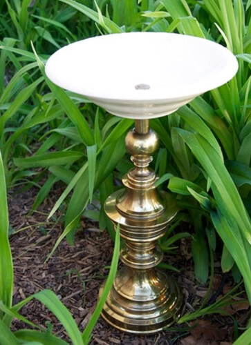 Lamp Pedestal Birdbath by Natalie Wright