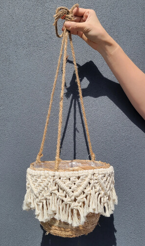 Nordic Seagrass Macrame Hanging Basket from KofiTofiDesign