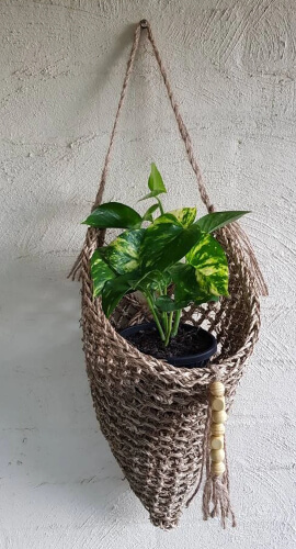Seagrass Boho Hanging Plant Basket from KimCreations0123