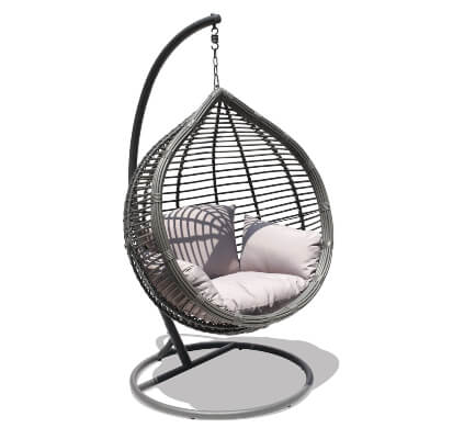 Oceana Outdoor Hanging Egg Chair in Slate Grey with Stand