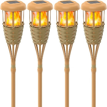 Evelynsun Solar Tiki Torches with Flickering Flame Design