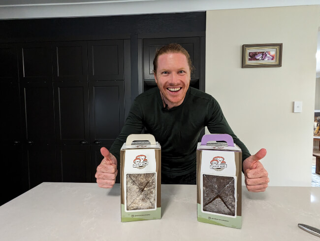 Nathan Schwartz of Aussie Green Thumb ready to test Little Acre Mushroom Kits