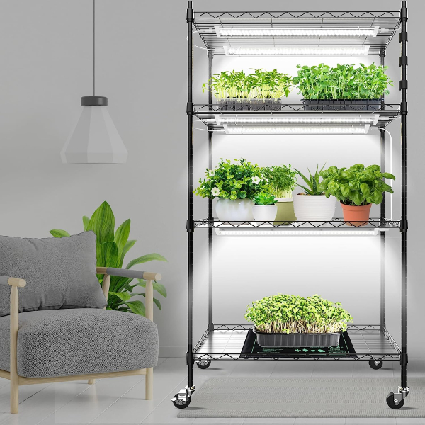 Nedechom 4-Tier Indoor Plant Shelf with Grow Light