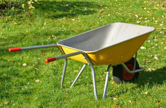 A wheelbarrow is one of the most important landscape tools and is used for multiple tasks