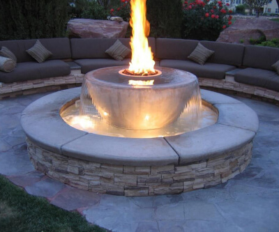 Fire Pit with A Built-In Water Feature