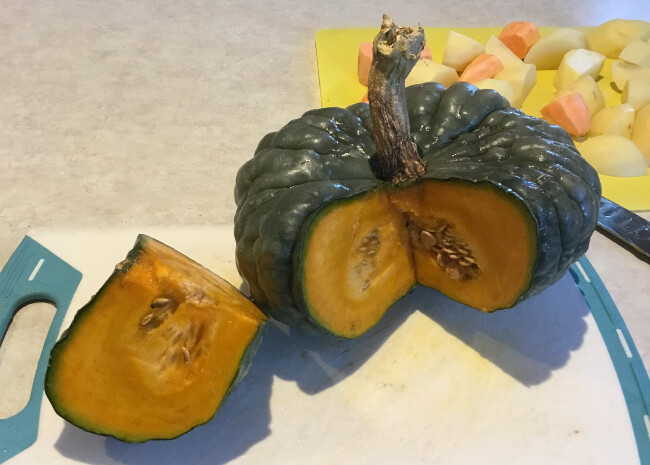 Freshly Cut Queensland Blue Pumpkin