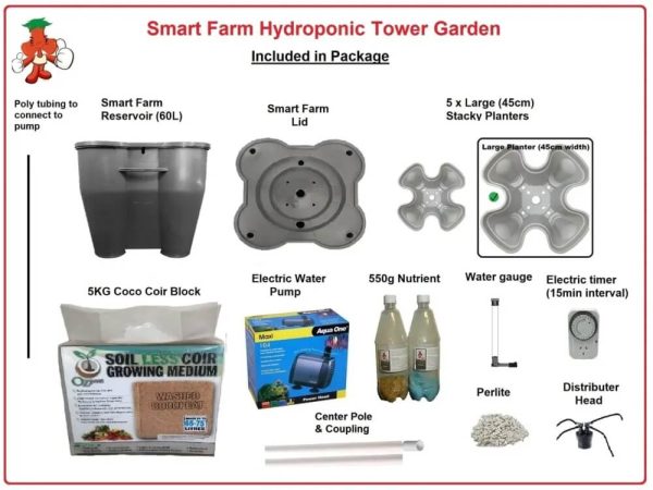 Electric Smart Farm Hydroponic Tower Garden Package