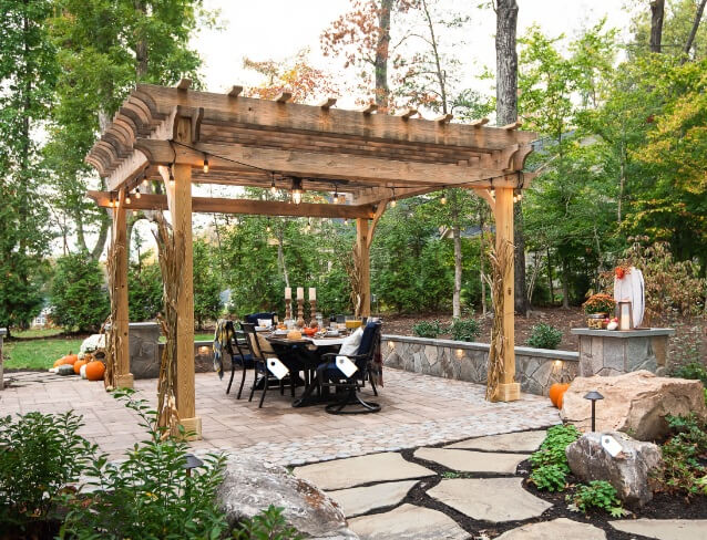 Pergola adds both style and shade to the patio