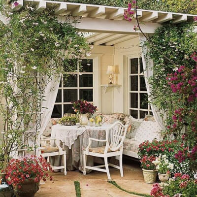 Romantic garden dining nook