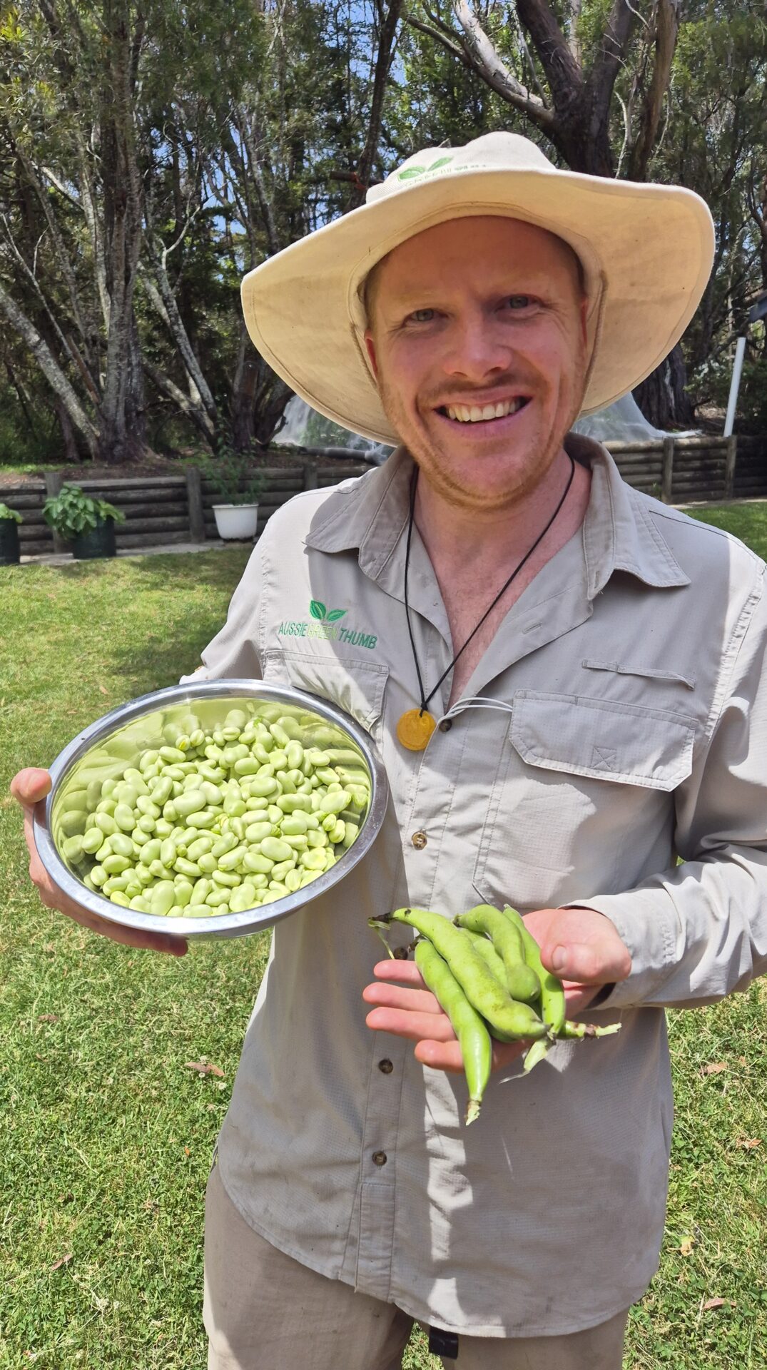 Nathan with broad beans